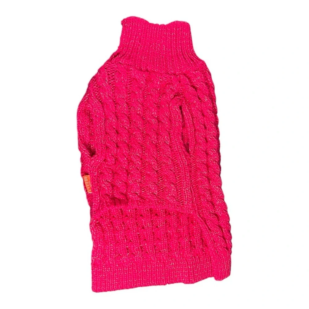 Bright Pink Cable Knit Dog Sweater - Kyeese Brand